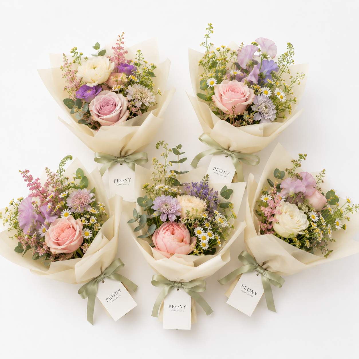 Small matching posies for a bridal party