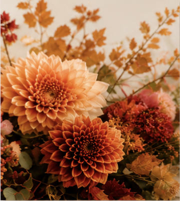 Close-up of a pink and coral bouquet