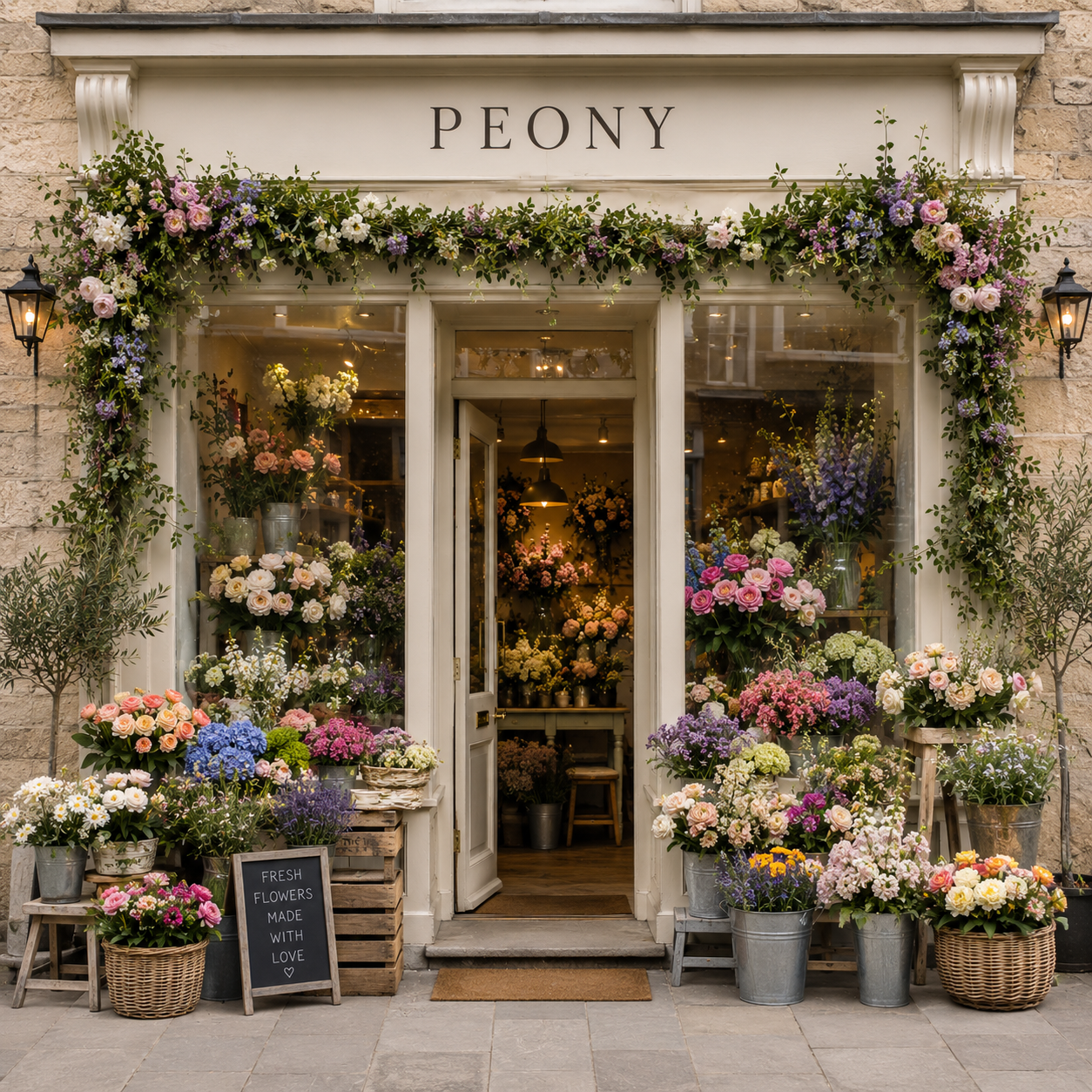 The Peony storefront on Flower Street, London